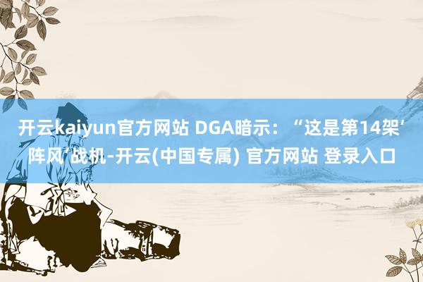 开云kaiyun官方网站 DGA暗示：“这是第14架‘阵风’战机-开云(中国专属) 官方网站 登录入口
