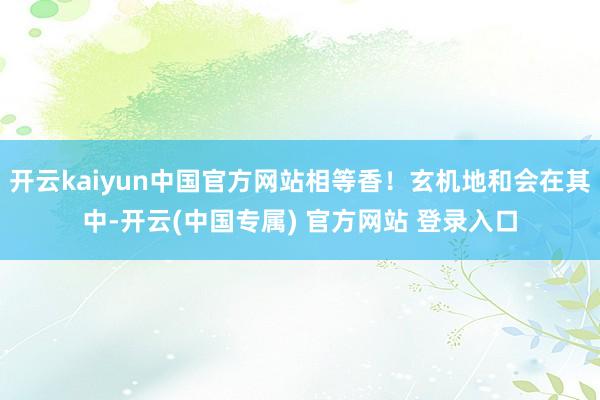 开云kaiyun中国官方网站相等香！玄机地和会在其中-开云(中国专属) 官方网站 登录入口