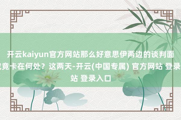 开云kaiyun官方网站那么好意思伊两边的谈判面前究竟卡在何处？这两天-开云(中国专属) 官方网站 登录入口